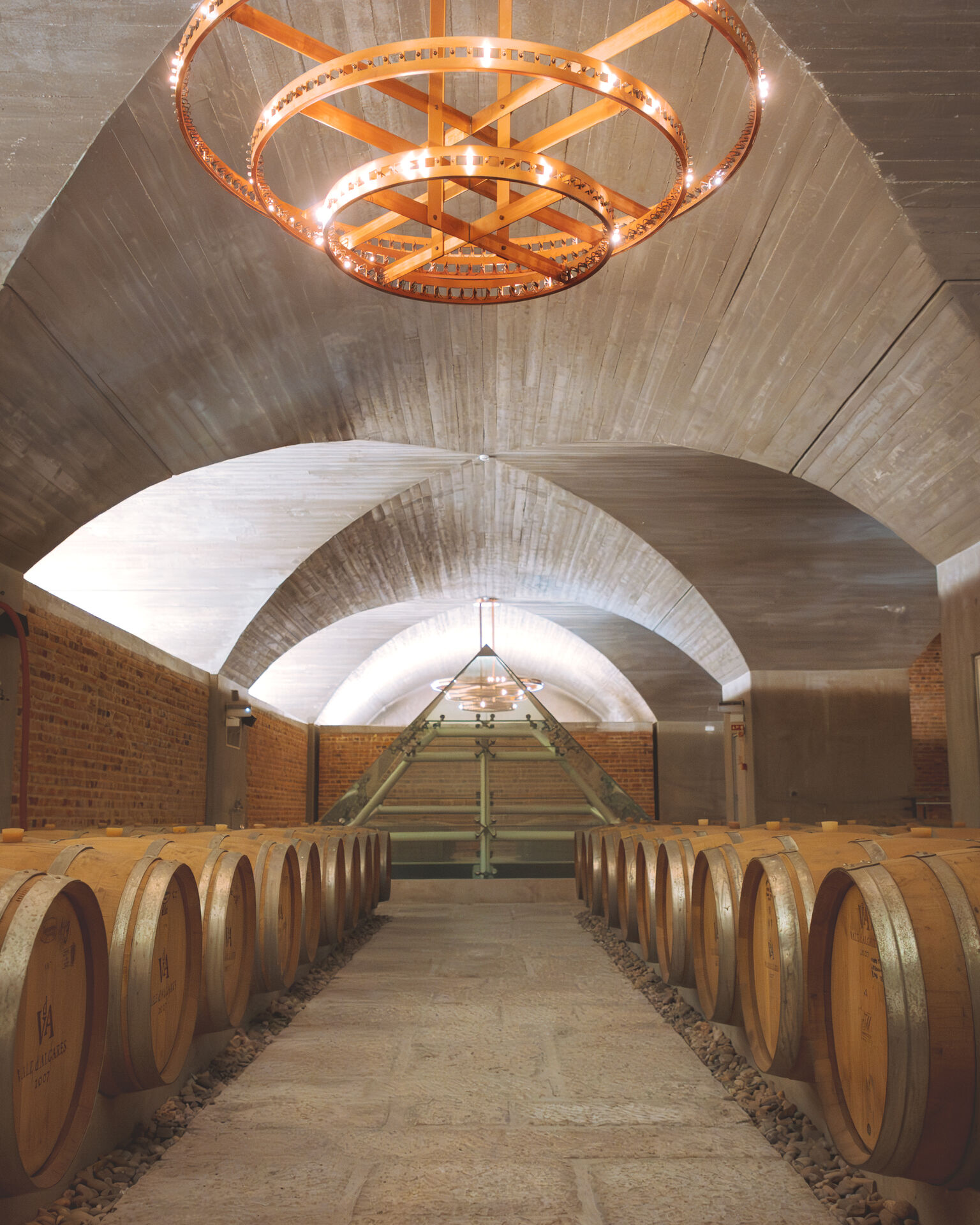 The vaulted barrel room at Ode Winery.