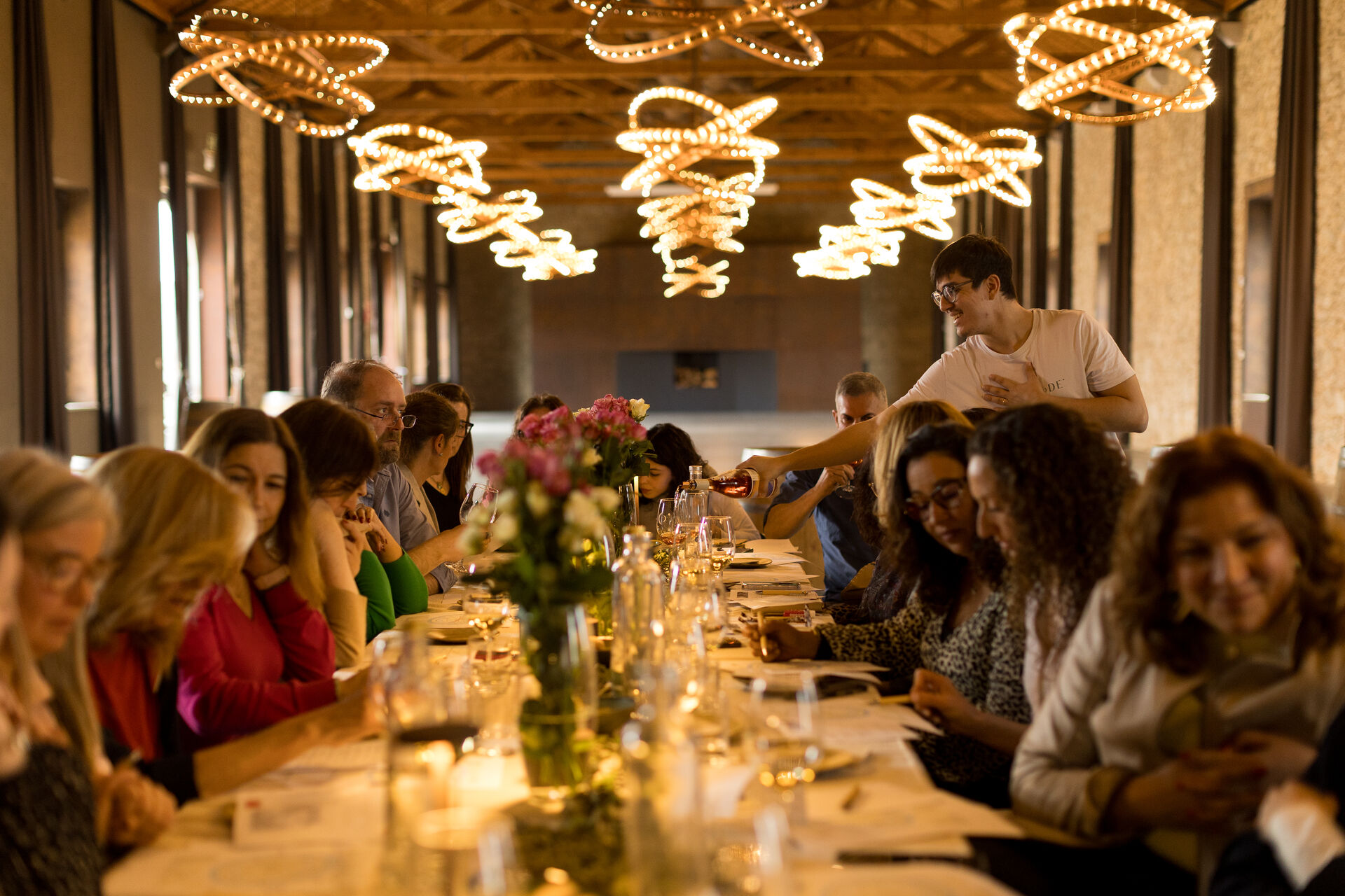 A candlelit dinner in the Ode cellar.