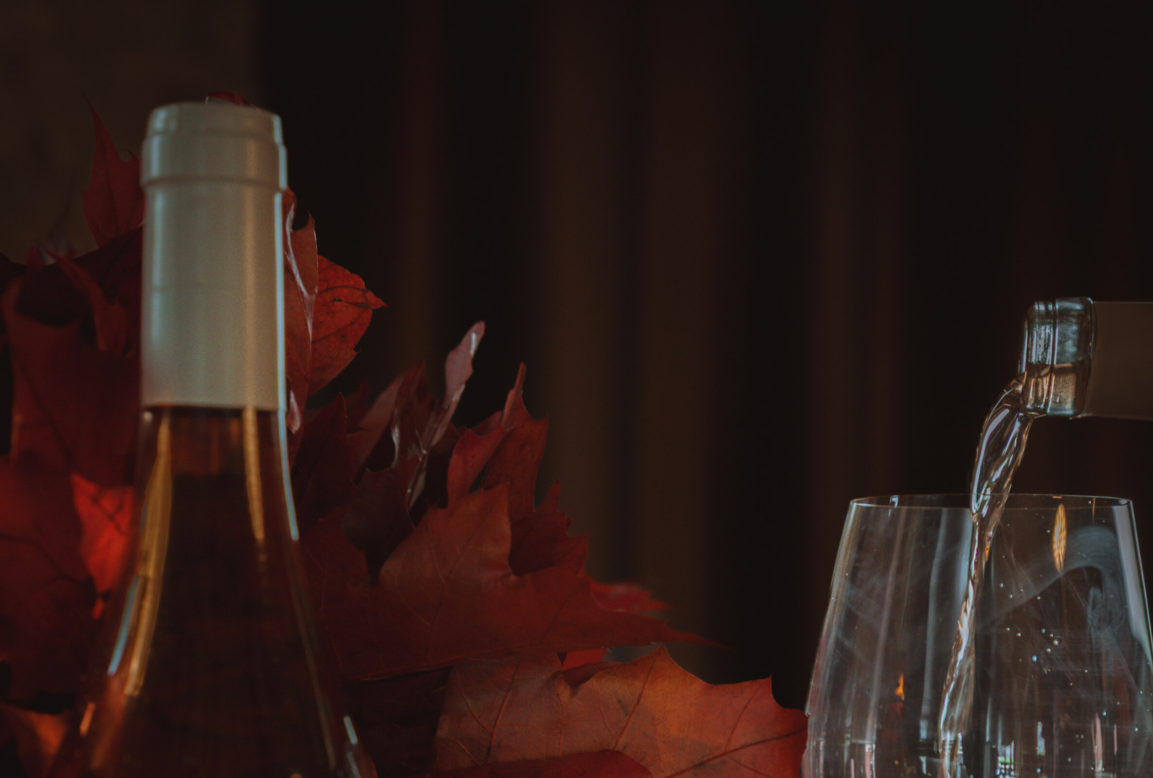 ODE Rosé — poured by candlelight in autumn