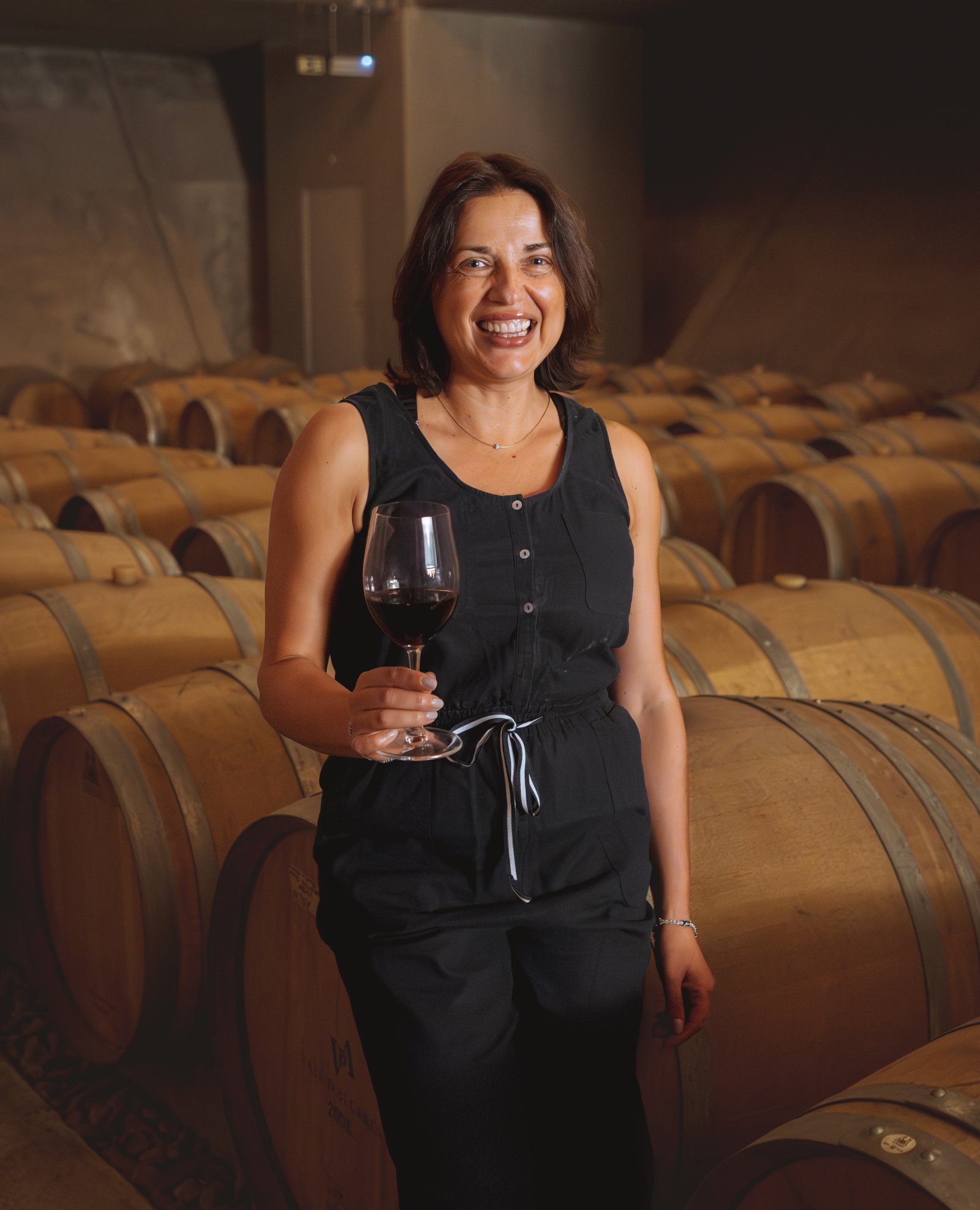 Winemaker Maria Vicente at work in the winery laboratory.