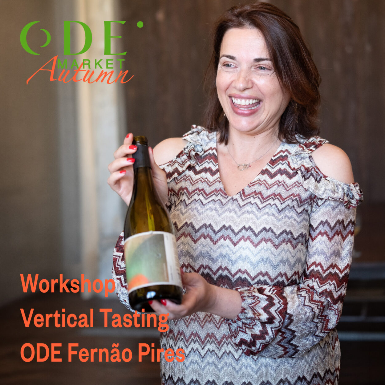 Winemaker Maria Vicente pouring ODE Fernao Pires at ODE Market Autumn