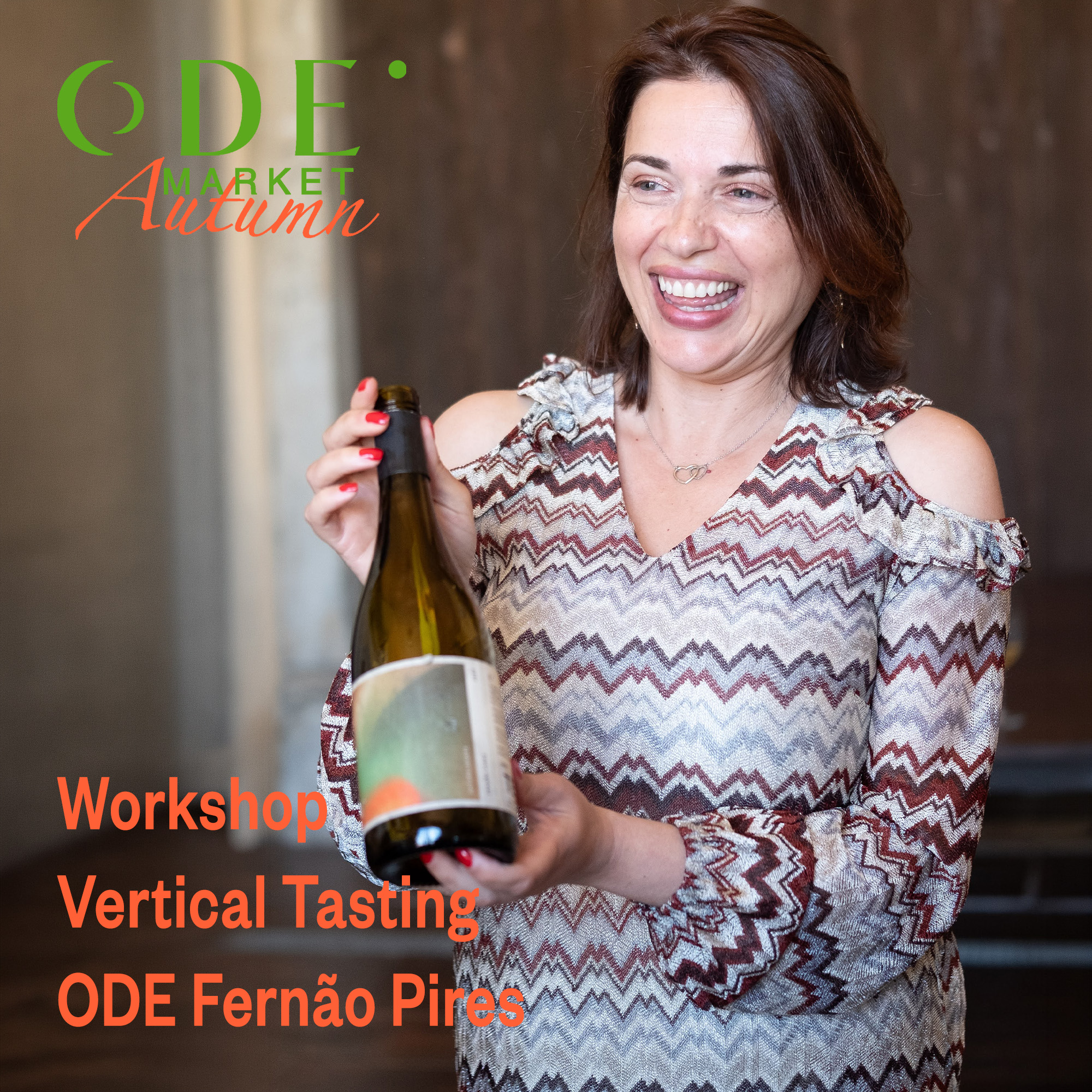 Winemaker Maria Vicente pouring ODE Fernao Pires at ODE Market Autumn